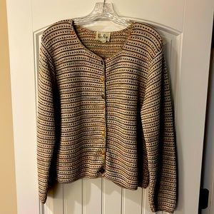 Vintage Reba Rose sweater, size large, green, brown and gold